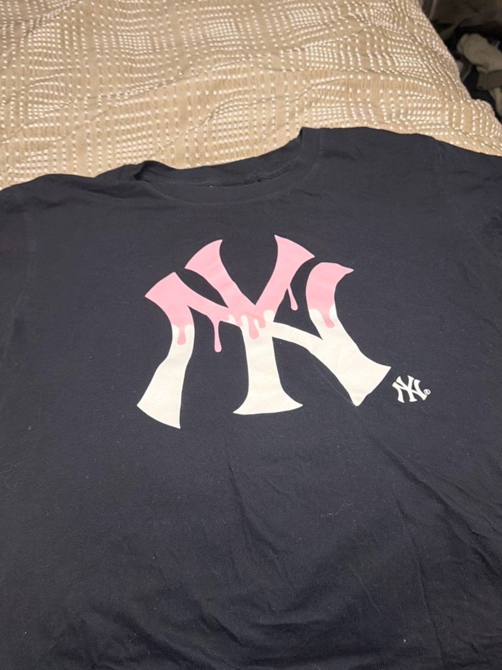 Women’s Black  T-Shirt with Pink Drip NY Logo